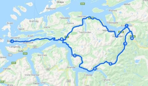 Google map of Ålesund from fjords to trolls