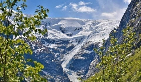 The stunning Kjenndal Glacier outside Olden, Norway